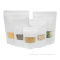 Matte White Snack Kraft Paper Bag Customized Zipper Top Pouch with window